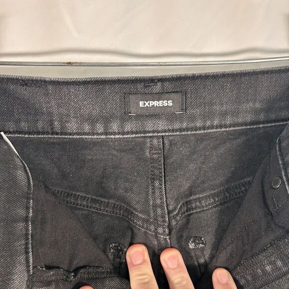 Express Jeans Women's 4 Black Mom Jean Super High Rise Cotton Blend Pockets - Picture 5 of 10